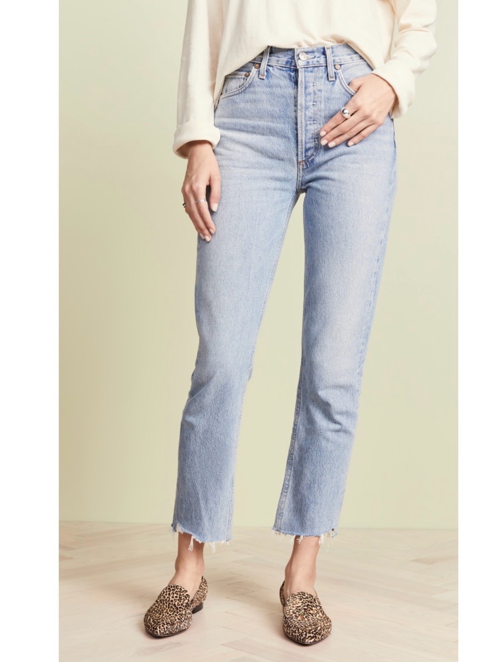 AGOLDE Riley High-Rise Straight Crop Jeans in Zephyr Wash